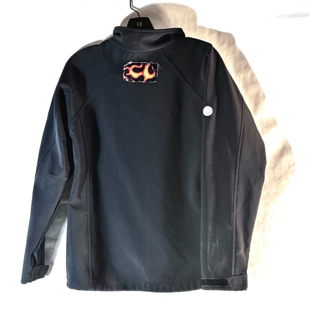 Marmot Jacket Size Large black Lightweight Flames Biker Moto Patchwork Gorpcore
